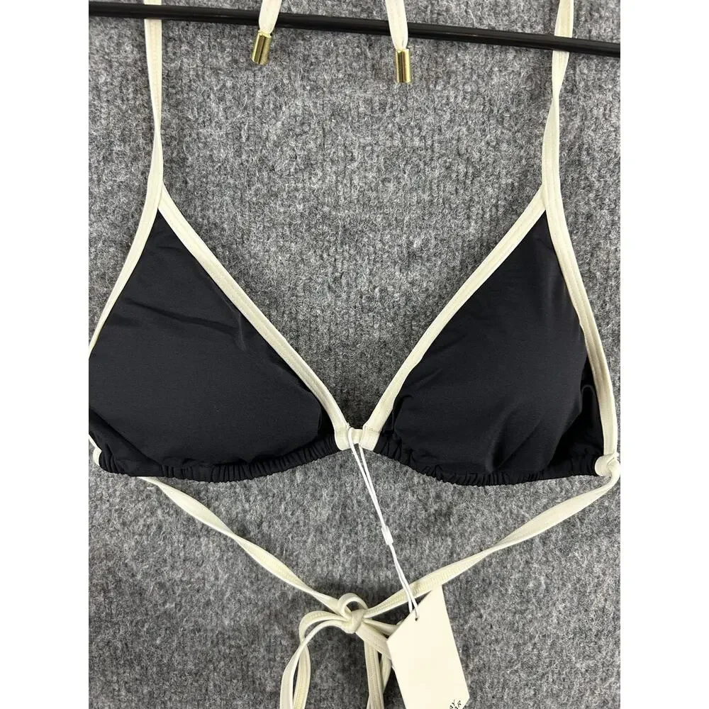 Monday Swimwear Bikini Top Medium Palma Top in Black White Halter Pool Beach
